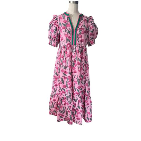 ENTRO Caught Up Pink Floral Midi Dress size Small - Picture 4 of 16